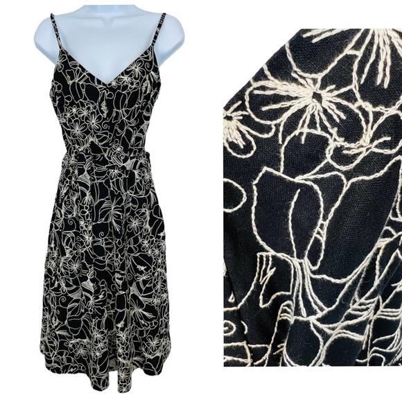 Zara Dresses Zara Embroidered Linen Blend Belted Dress Poshmark